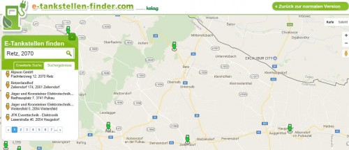 Karte: www.e-tankstellenfinder.com