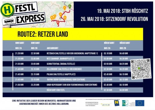 Fahrplan Festl-Express Route Retzer Land